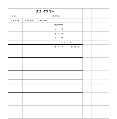 생산작업일지 생산작업일지